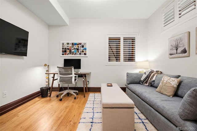 office space featuring hardwood / wood-style floors