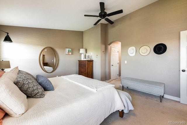 2214 E 101st Ave, Thornton, CO 80229 - bedroom with arched walkways, light colored carpet, and ceiling fan