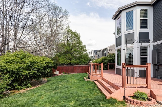 view of yard with a deck