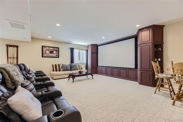 view of carpeted cinema room