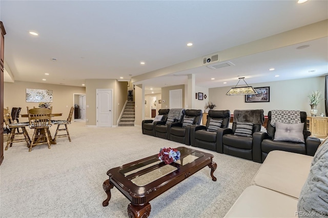 view of carpeted home theater room