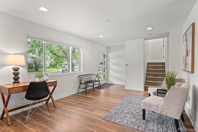 3545 Moorhead Ave, Boulder, CO 80305 - office area featuring wood finished floors, baseboards, and recessed lighting