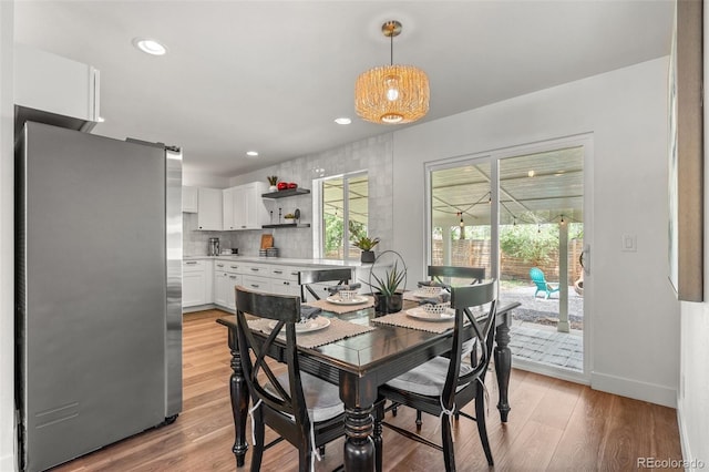 3545 Moorhead Ave, Boulder, CO 80305 - dining space featuring light wood finished floors, baseboards, and recessed lighting