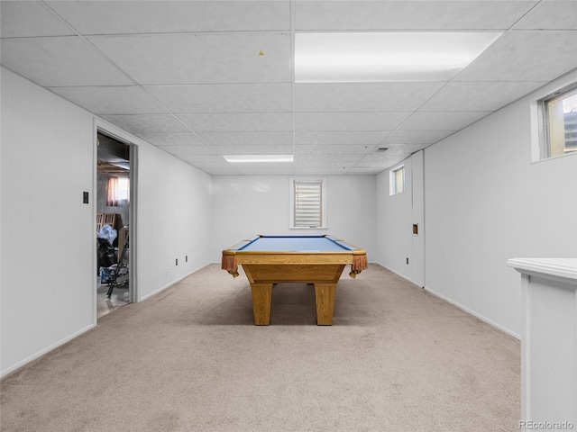 4779 S Owens Way, Littleton, CO 80127 - rec room featuring carpet floors, pool table, and a paneled ceiling
