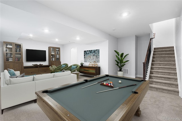 8858 Moonshimmer Trl, Littleton, CO 80125 - rec room featuring pool table, recessed lighting, and carpet flooring