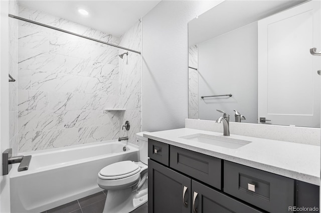 8858 Moonshimmer Trl, Littleton, CO 80125 - full bathroom with vanity, bathtub / shower combination, and tile patterned floors