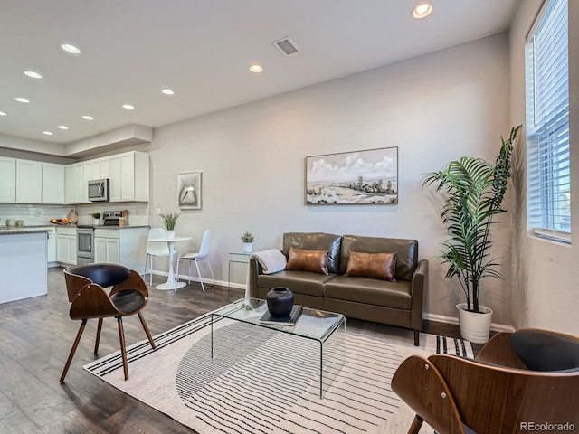 living room featuring light hardwood / wood-style floors