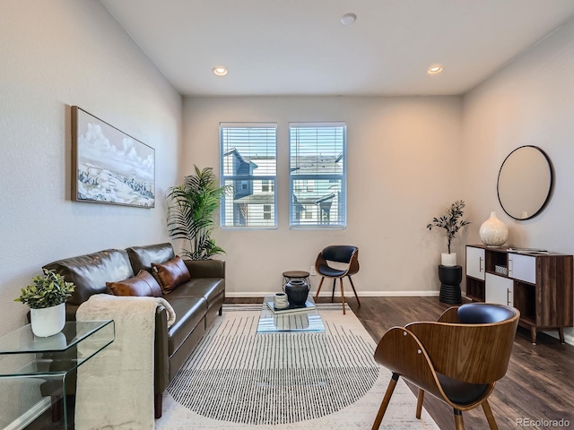 sitting room with wood-type flooring