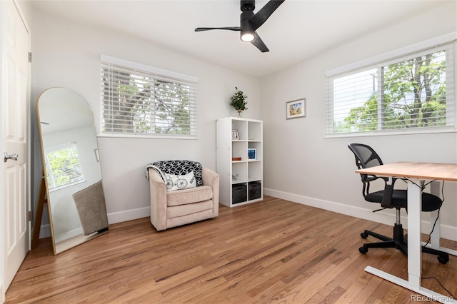 4520 S Delaware St, Englewood, CO 80110 - office space featuring baseboards, light wood-type flooring, and a ceiling fan