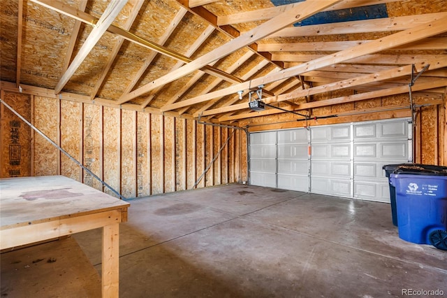 garage with a garage door opener