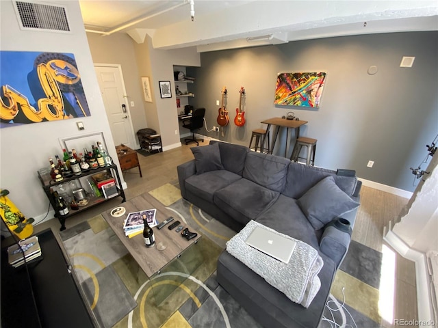 444 17th St Unit 508, Denver, CO 80202 - living area featuring wood finished floors and baseboards