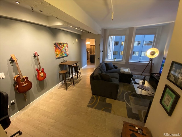 444 17th St Unit 508, Denver, CO 80202 - living area with wood finished floors and baseboards
