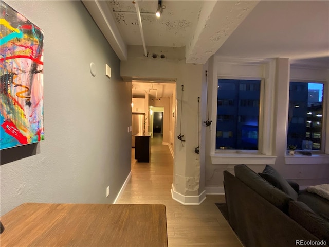 444 17th St Unit 508, Denver, CO 80202 - hallway with wood finished floors and baseboards