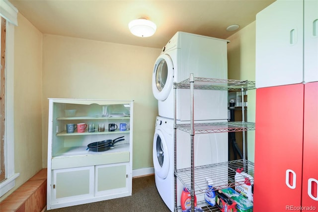 140 Eighth St, Fairplay, CO 80440 - laundry area featuring stacked washer and clothes dryer