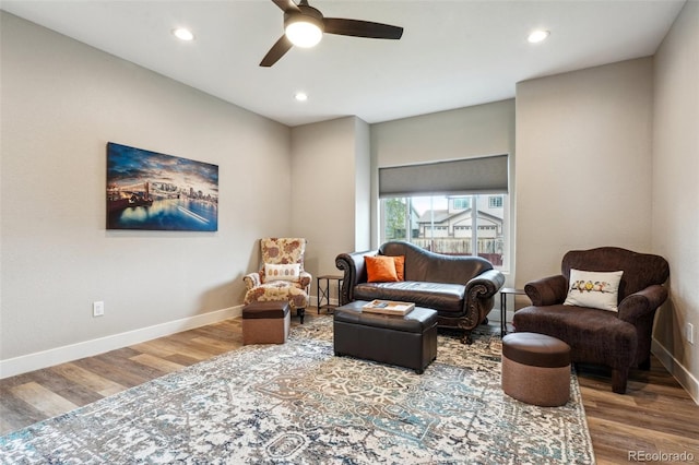 3165 W 63rd Ave, Denver, CO 80221 - sitting room with ceiling fan, recessed lighting, wood finished floors, and baseboards