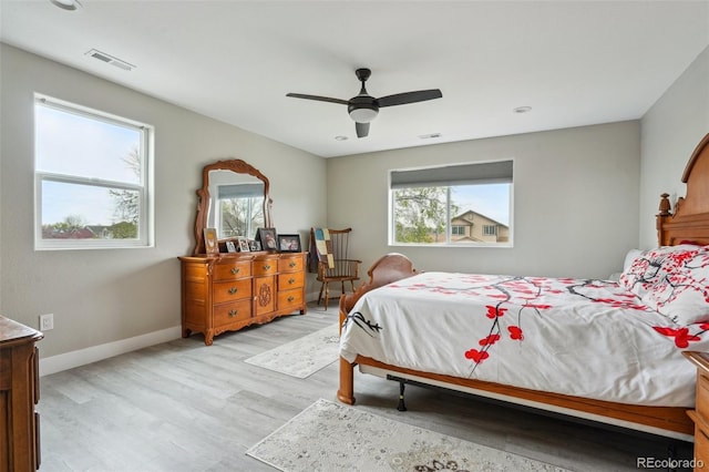 3165 W 63rd Ave, Denver, CO 80221 - bedroom with light wood-type flooring, baseboards, multiple windows, and visible vents