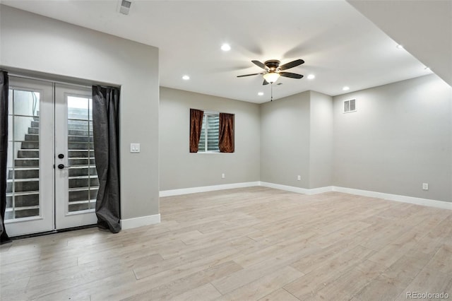 3165 W 63rd Ave, Denver, CO 80221 - unfurnished room with light wood-style floors, a ceiling fan, visible vents, recessed lighting, and baseboards