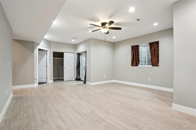 3165 W 63rd Ave, Denver, CO 80221 - unfurnished living room featuring recessed lighting, light wood-style flooring, baseboards, and ceiling fan