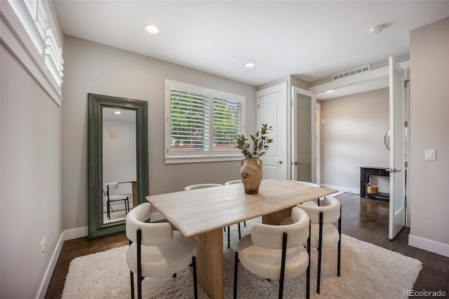 3690 W Byron Pl, Denver, CO 80211 - dining area featuring dark wood-style floors and recessed lighting