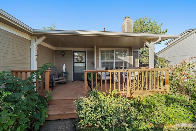 deck featuring a porch