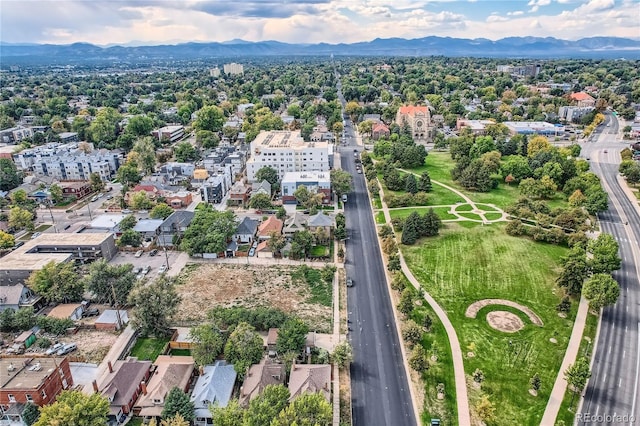 aerial view featuring a mountain view