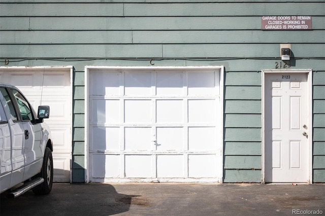 view of garage