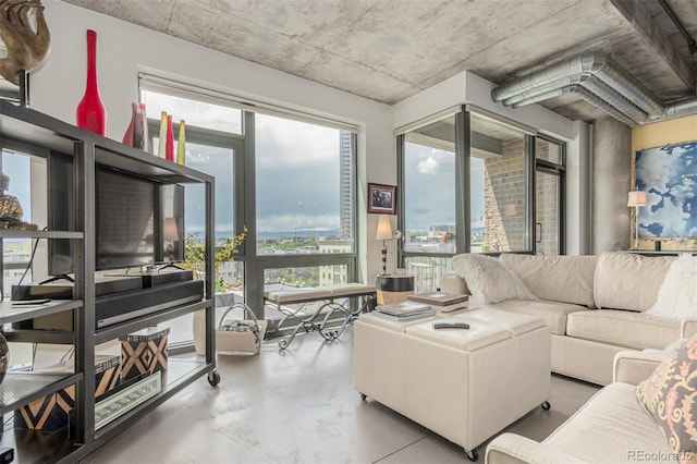 2100 16th St Unit 606, Denver, CO 80202 - living room featuring finished concrete floors