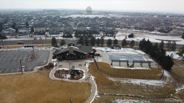 drone / aerial view with a residential view