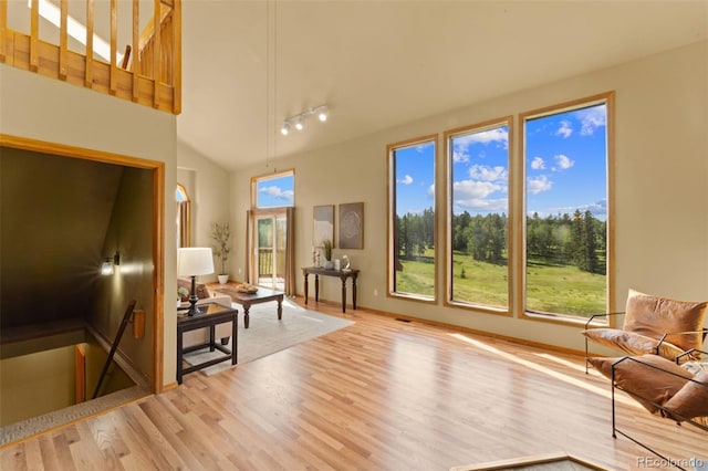 428 Ridge Dr, Divide, CO 80814 - living area with wood finished floors and rail lighting