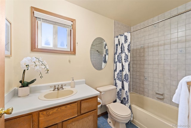 428 Ridge Dr, Divide, CO 80814 - full bathroom with vanity, shower / bath combo with shower curtain, and tile patterned flooring