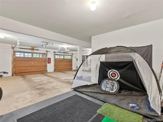 garage with a garage door opener