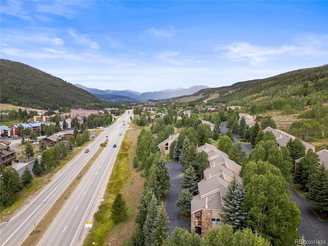 birds eye view of property featuring a residential view and a mountain view