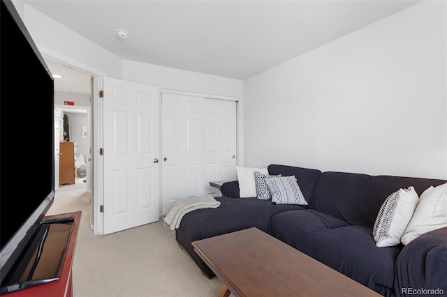 living room with light carpet