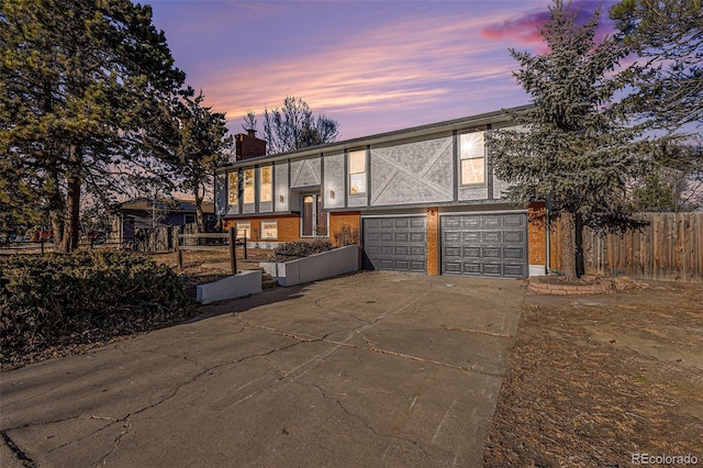 bi-level home with a garage