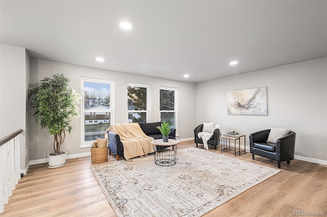 living area with light wood-type flooring