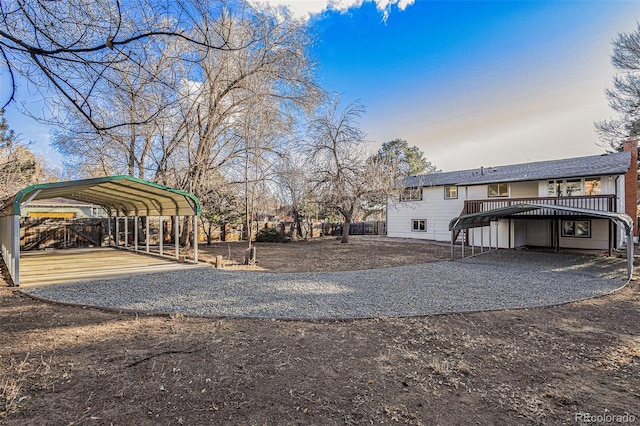 view of yard featuring a carport