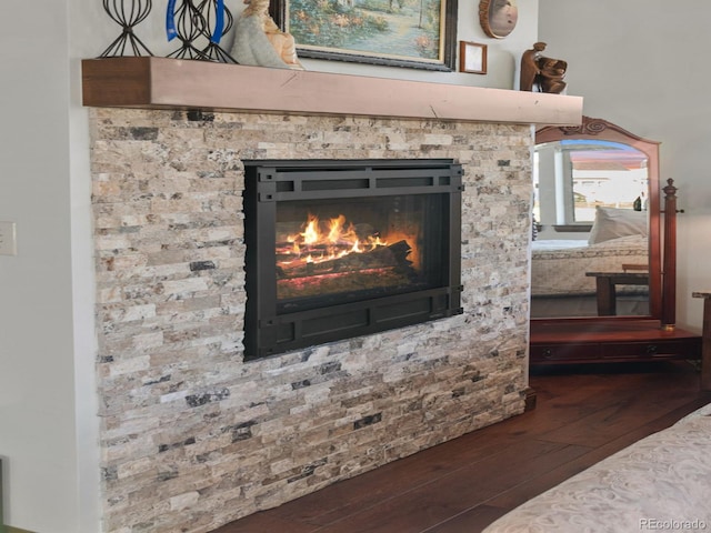 3124 Antelope Ridge Trl, Parker, CO 80138 - detailed view of wood finished floors and a glass covered fireplace