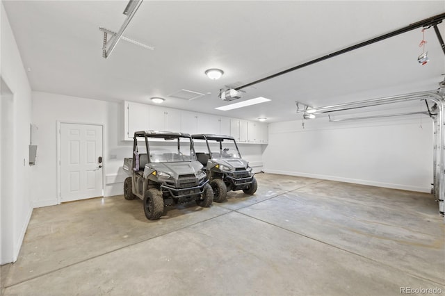 garage with a garage door opener