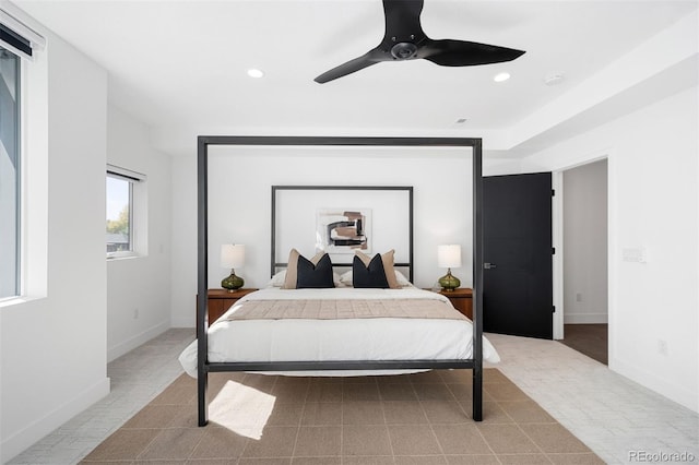 bedroom featuring ceiling fan