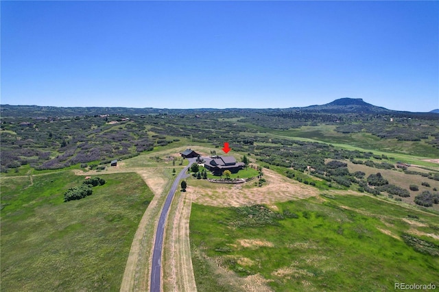 drone / aerial view with a mountain view