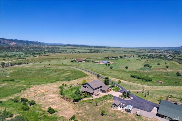 birds eye view of property with a rural view