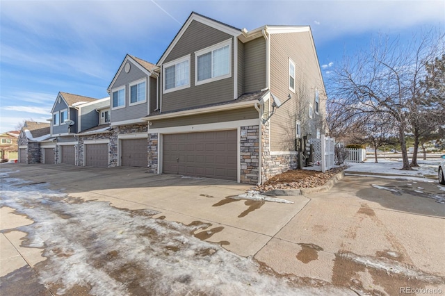 view of front of property with a garage