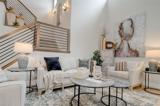 living room with wood-type flooring