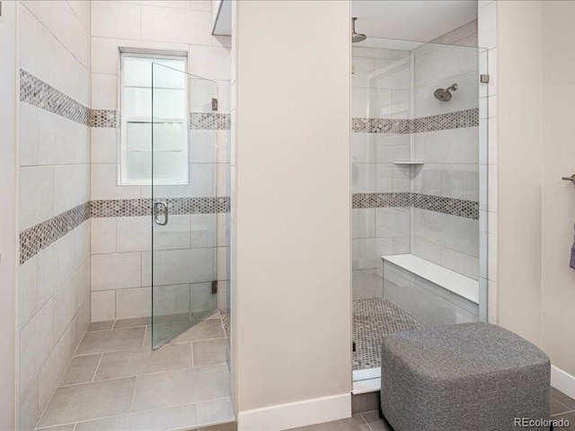 bathroom featuring a stall shower
