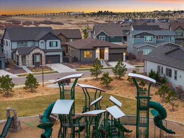 view of play area featuring a residential view
