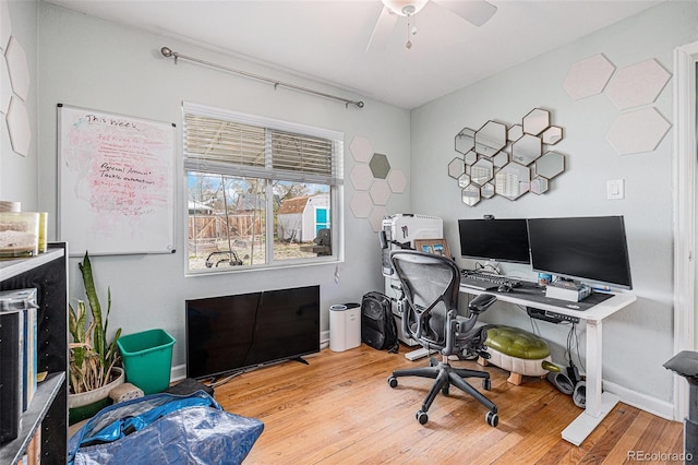 3640 N Saint Paul St, Denver, CO 80205 - home office with ceiling fan and wood finished floors