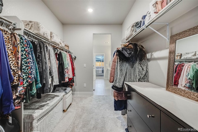spacious closet featuring carpet floors