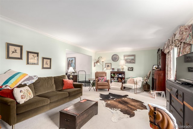 9540 E Grand Pl, Greenwood Village, CO 80111 - carpeted living room with crown molding