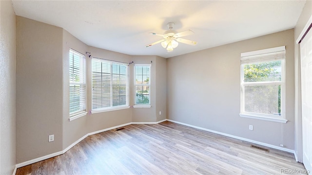 15926 Butterwort Cir, Parker, CO 80134 - spare room featuring light wood finished floors, plenty of natural light, and a ceiling fan