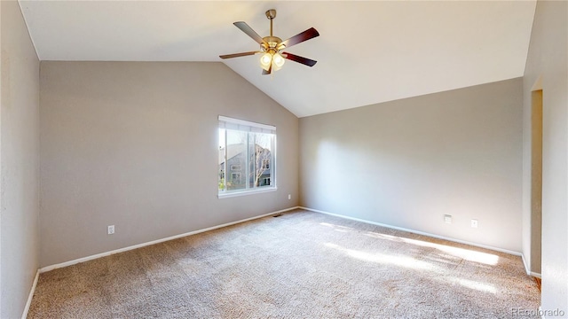 15926 Butterwort Cir, Parker, CO 80134 - carpeted empty room featuring a ceiling fan and lofted ceiling